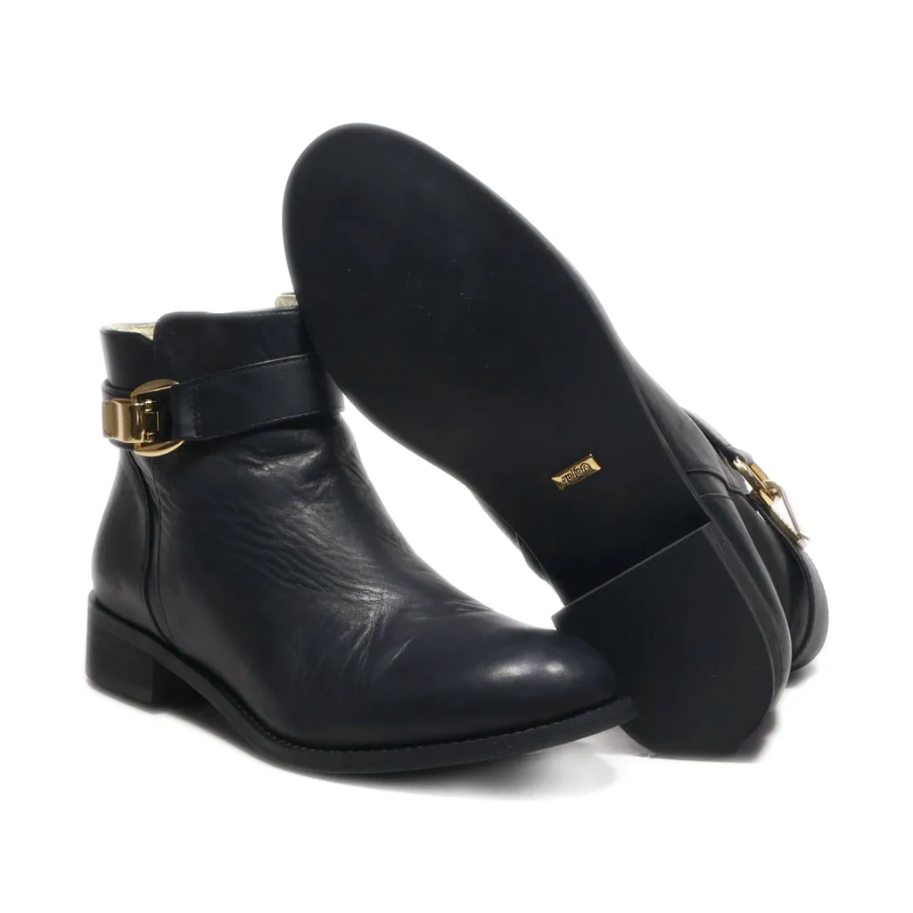 Buffalo Ankle Boots Leather Black Colour For Women