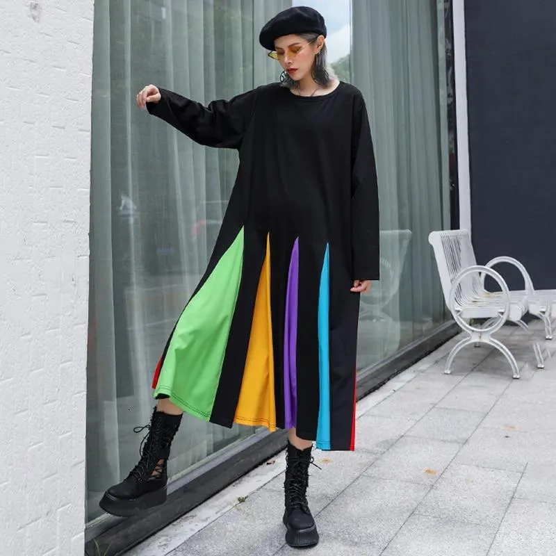 Electro Rainbow Pleated Midi Dress | Millennials