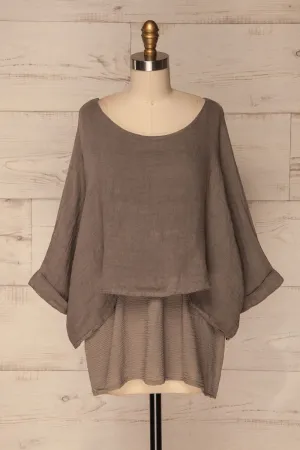 Gerovo | Taupe Linen Top