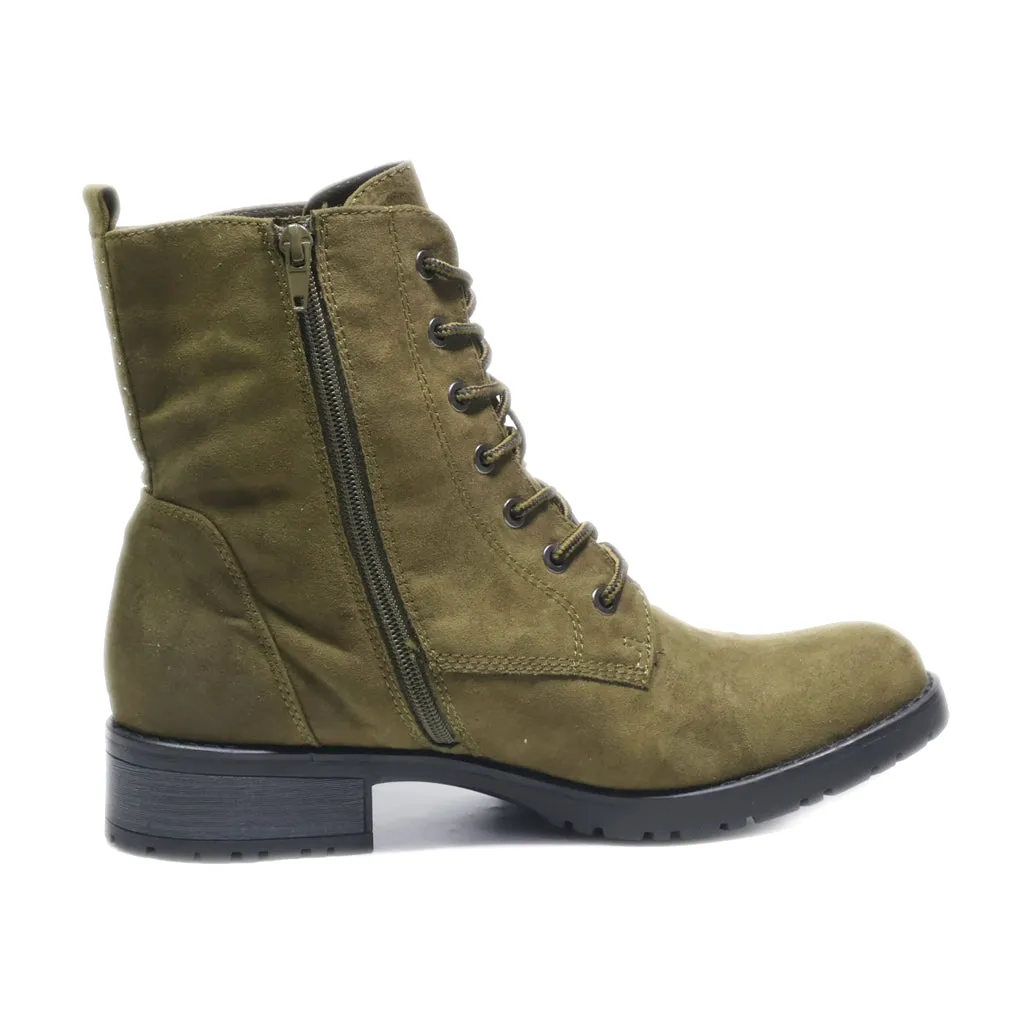 Graceland Ankle Boots Suede Green Colour For Women