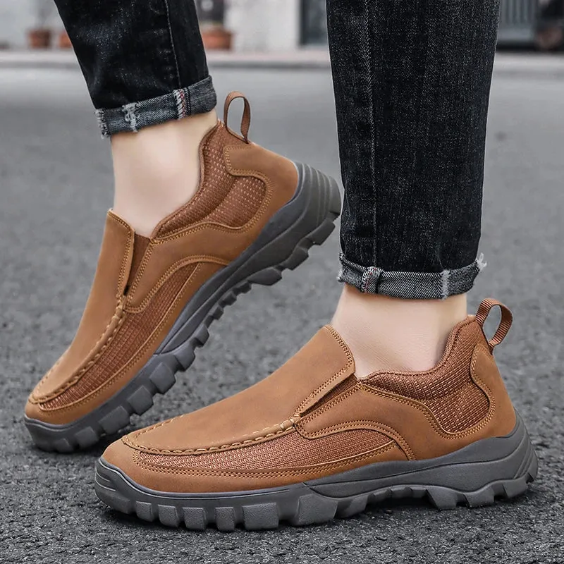 Hnzxzm Leather Casual Shoes for Men Ultralight and Comfortable Male Loafers Big Size 39-46 Men Shoes Slip-on Breathable Shoes