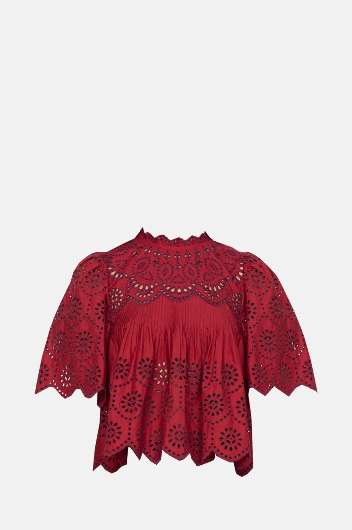 Lainey Embroidery S/Slv Top Red