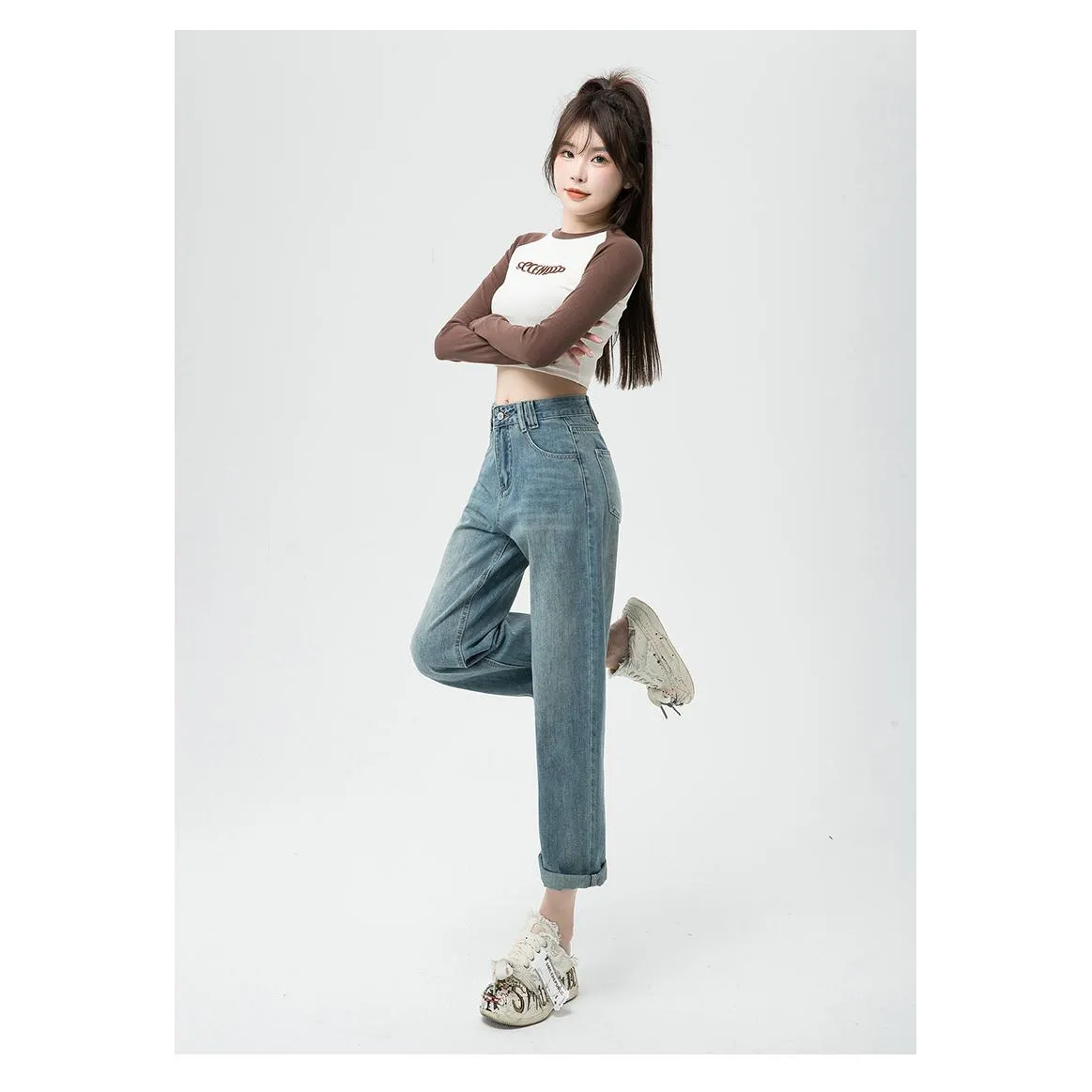Loose Fit Retro Harem Straight Leg High-Waisted Jeans