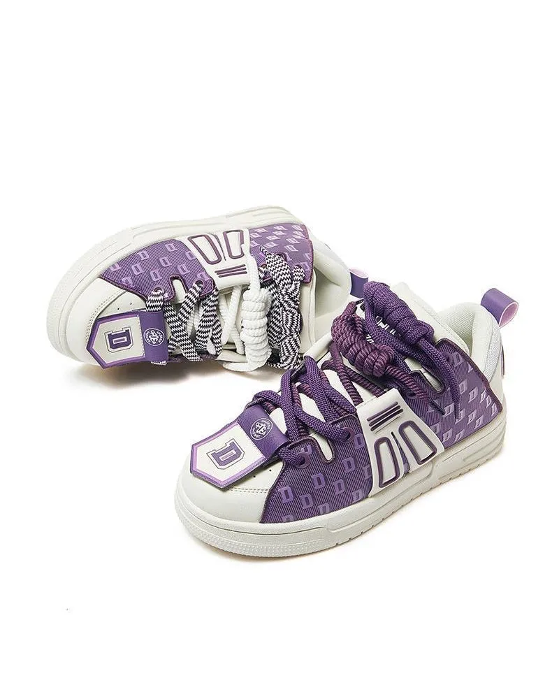 Niceprimes High Street Patchwork Purple Couple Sneakers
