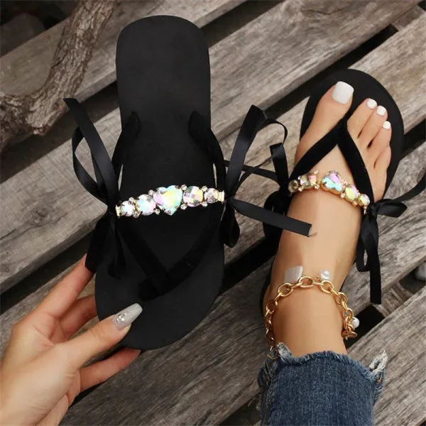 Purpdrank - Black Casual Patchwork With Bow Round Comfortable Wedges Shoes (Heel Height 1.97in)