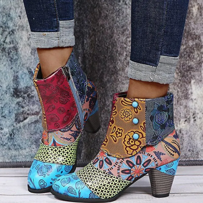 Purpdrank - Yellow Casual Patchwork Printing Pointed Out Door Shoes (Heel Height 2.76in)