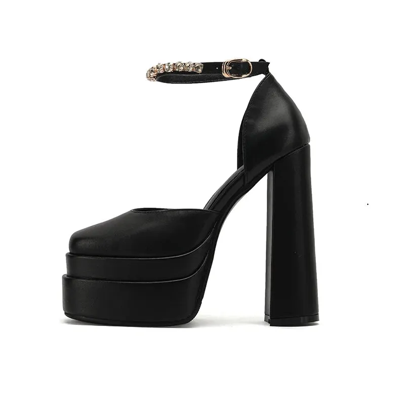 Sohiwoo Heels Pumps Women's Shoes Spring Luxury Designer Red Bottom Stripper Party Elegant Woman Gothic Platform Mary Jane Sexy