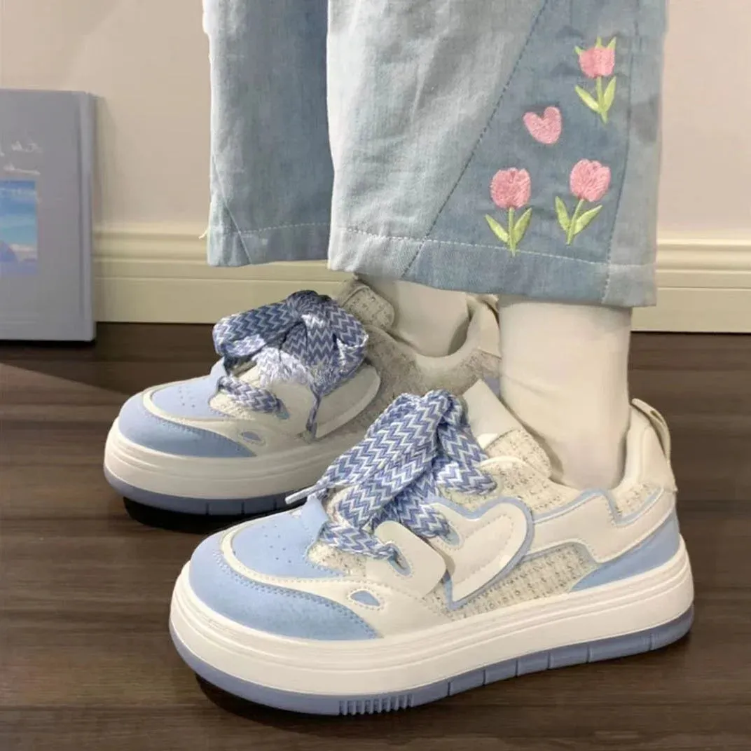 Sohiwoo Pink Platform Sneakers Kawaii Women's Sports Shoes Casual Vintage Cute Vulcanize Harajuku Tennis Female Flats Lolita