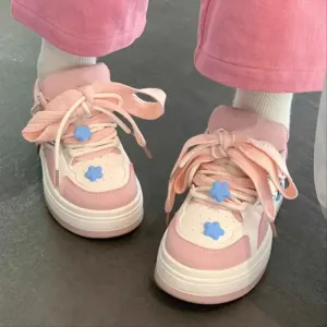 Sohiwoo Women's Sneakers Kawaii Platform Sports Shoes Casual Flats Spring Summer Vintage Vulcanize Cute Korean Tennis Female Skateboard