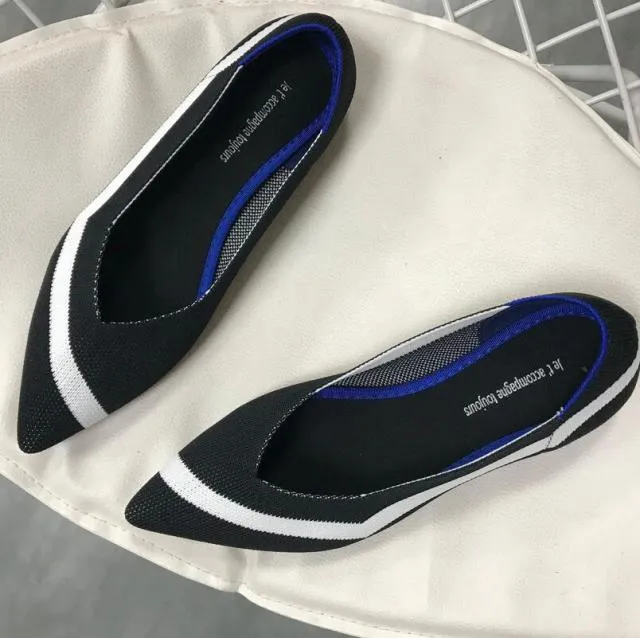 Spring Autumn Women Slip on Flat Loafers Ballet Breathable Knit Shoes Patchwork Maternity Shoes Mujer Loafers