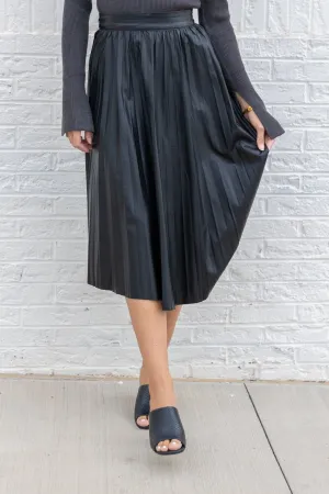 STELLA LEATHER MIDI SKIRT