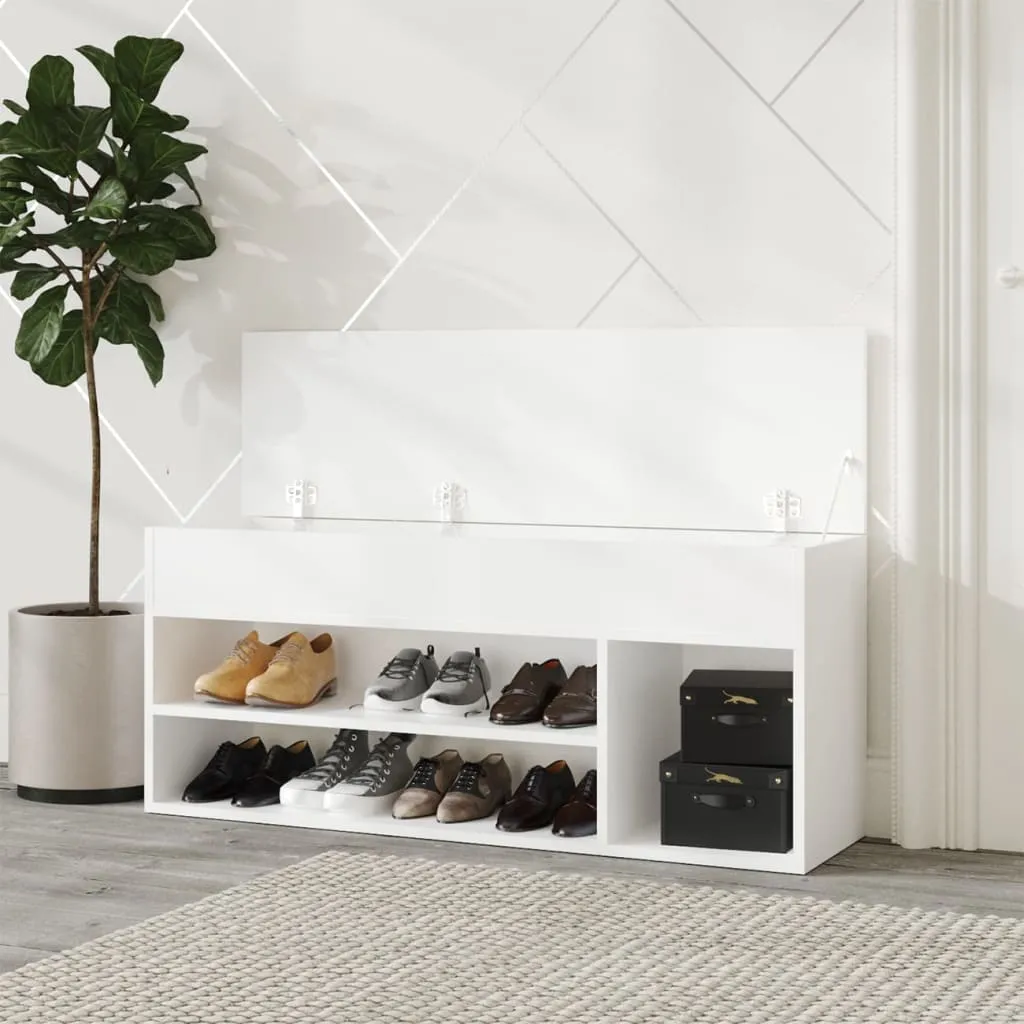vidaXL Shoe Bench White 105x30x45 cm Engineered Wood