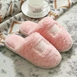 Winter Soft Indoor Slippers Femme  Slippers for Women Home Comfortable Plush Zapatillas Mujer Warm Solid Ladies Shoes
